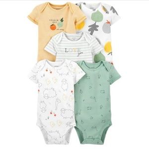 NWT Baby Carter's 5 Pack Short Sleeve Veggie Bodysuits Size 3M